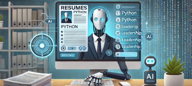 ai가 이력서를 자동으로 스크리닝 하는 모습을 표현