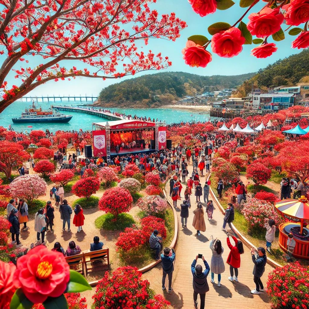 여수 오동도 동백꽃 축제 즐기는 사람들