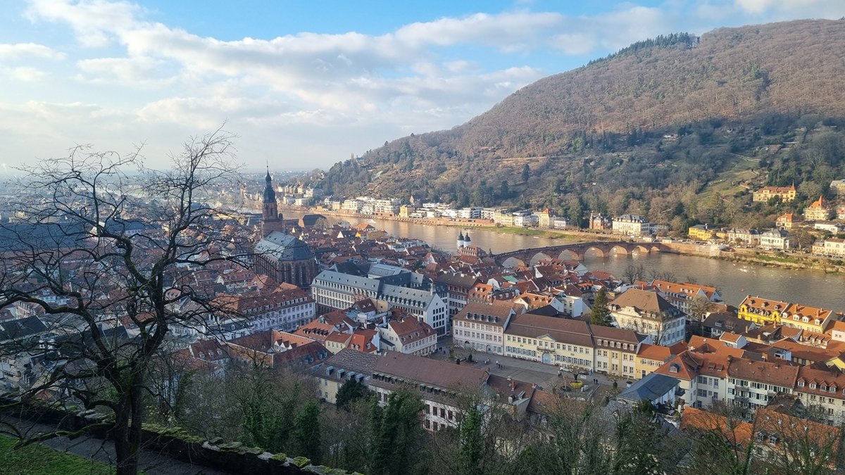 독일 하이델베르크 성에서 내려다본 네카강과 구시가지 전경