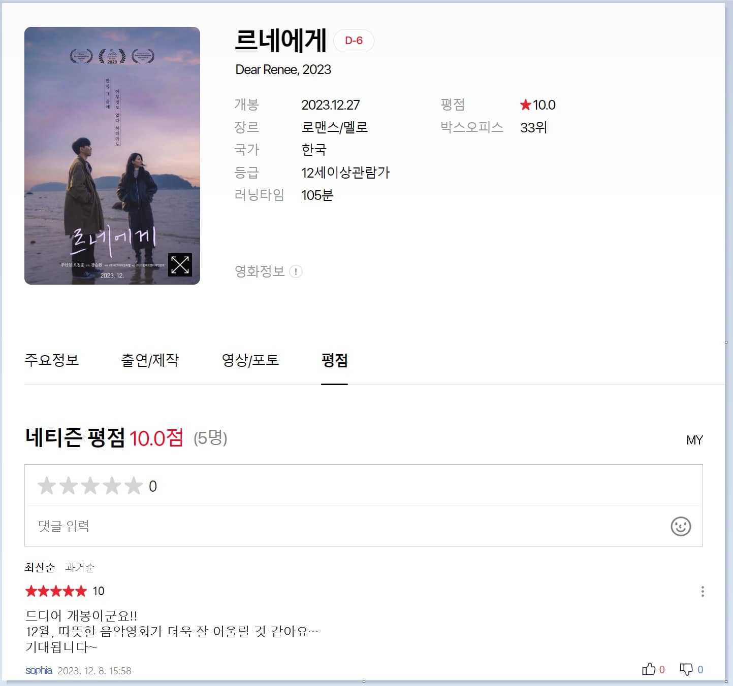 영화 르네에게 평점