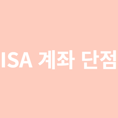 ISA 계좌 단점