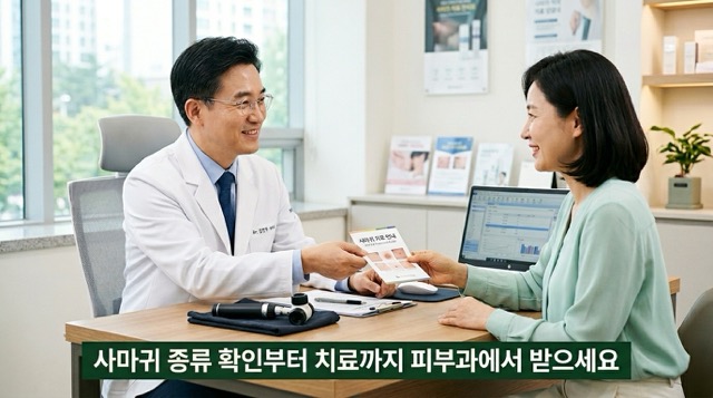 사마귀 제거 피부과 전문의 상담 치료 권고 따뜻한 이미지"