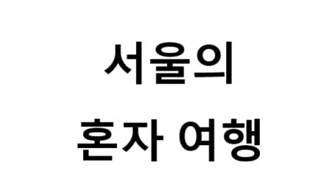 서울 혼자 여행