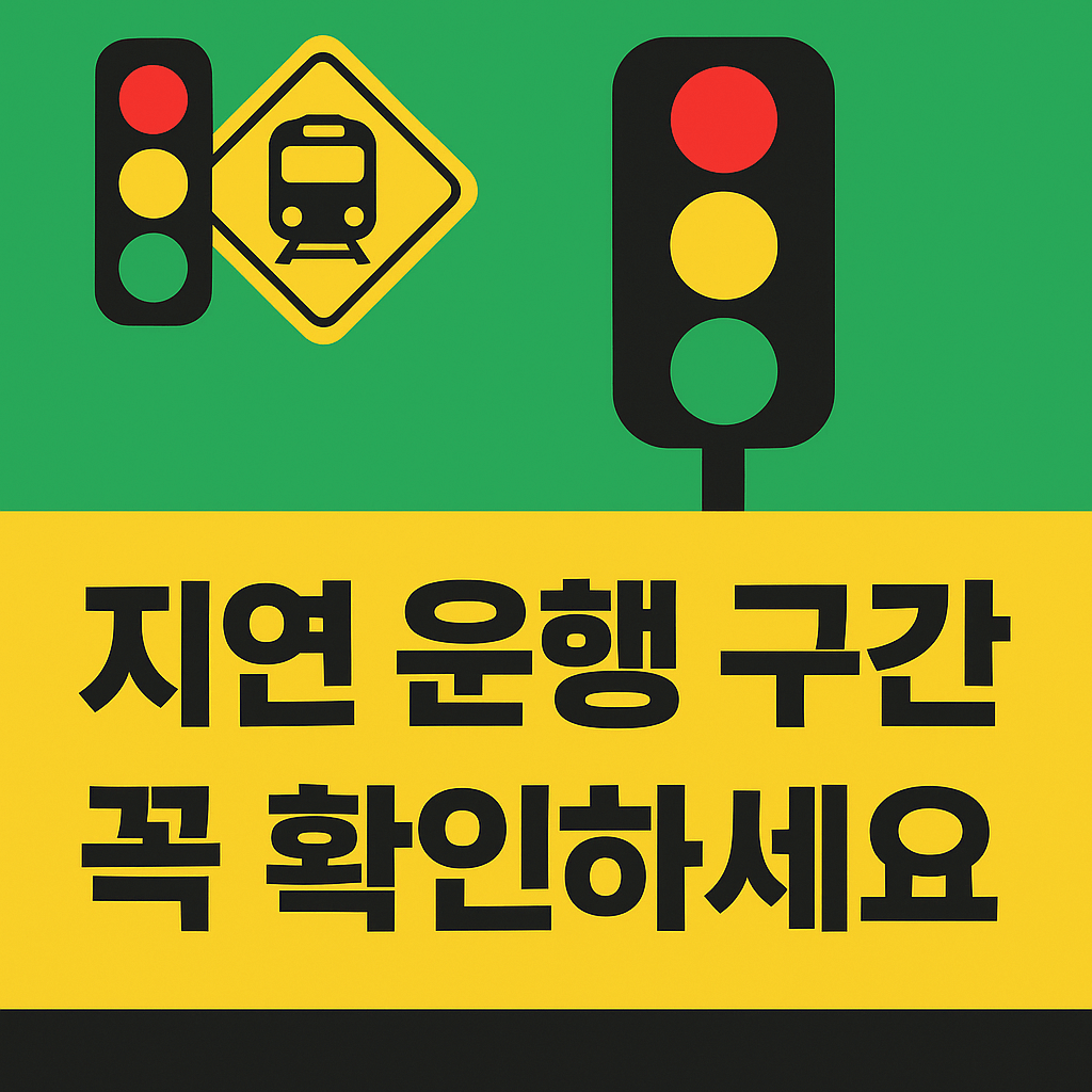 귀성길 열차 지연 운행 구간을 확인하라는 경고성 안내 이미지