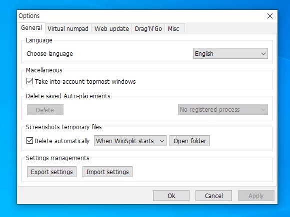 윈도우 화면 분할 프로그램 WinSplit Revolution 옵션