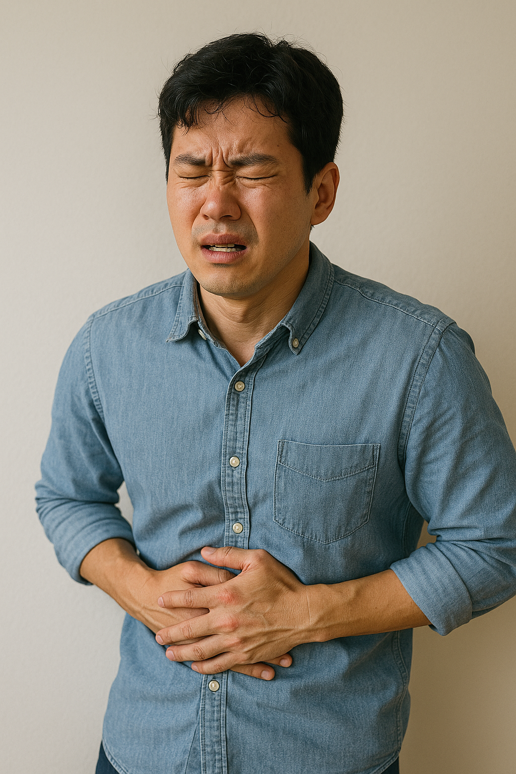 복통을 호소하는 사람