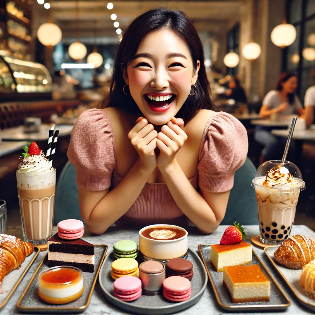 디저트 좋아하는 여자