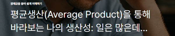 평균생산(Average Product)을 통해 바라보는 나의 생산성: 일은 많은데