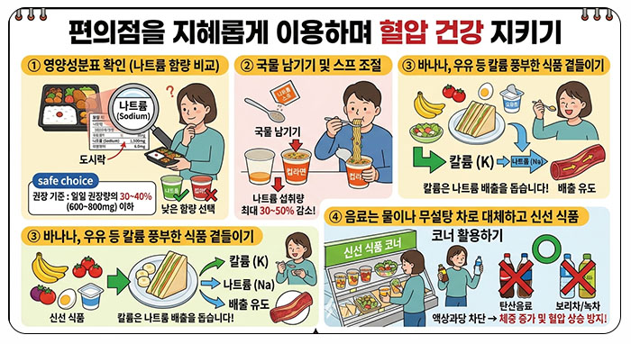 편의점을 자주 이용하면서도 혈압 건강을 지키는 실천법