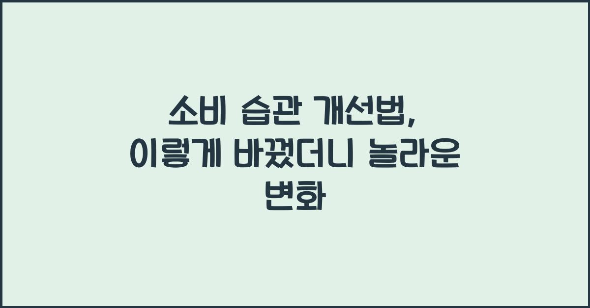 소비 습관 개선법
