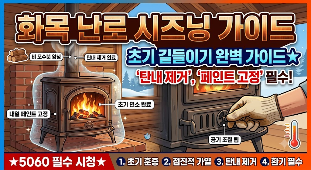 안전한 사용을 위해 화목난로를 길들이는 시즈닝 과정