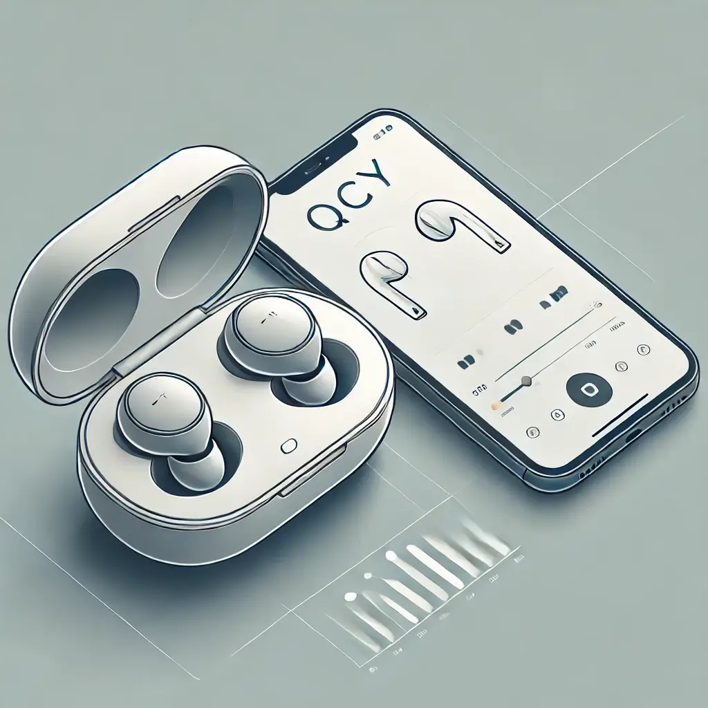 QCY 멜로버즈 프로 블루투스 연결하는 일러스트