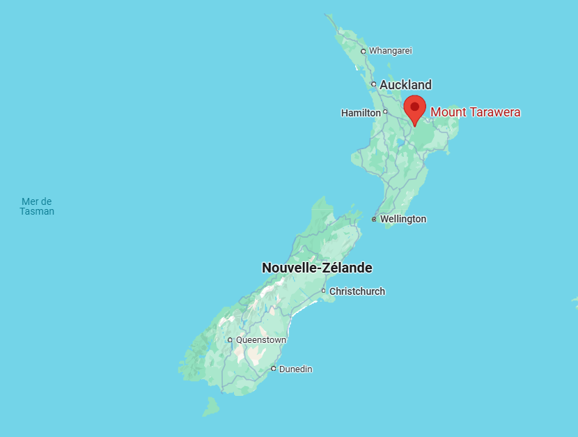 타라웨라 산의 위치를 알 수 있는 사진