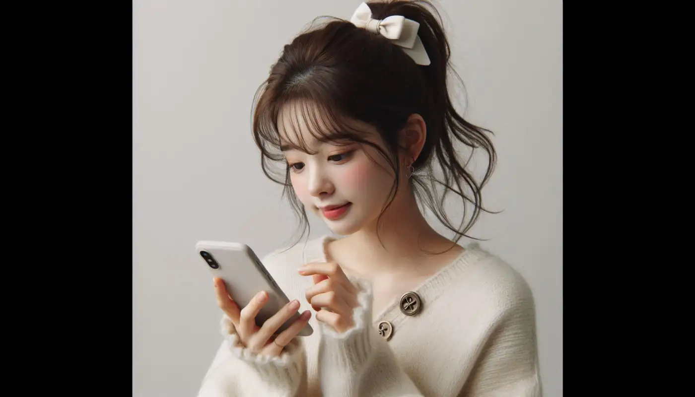 모바일-외국인등록증-발급-방법을-알아보는-여성의-모습