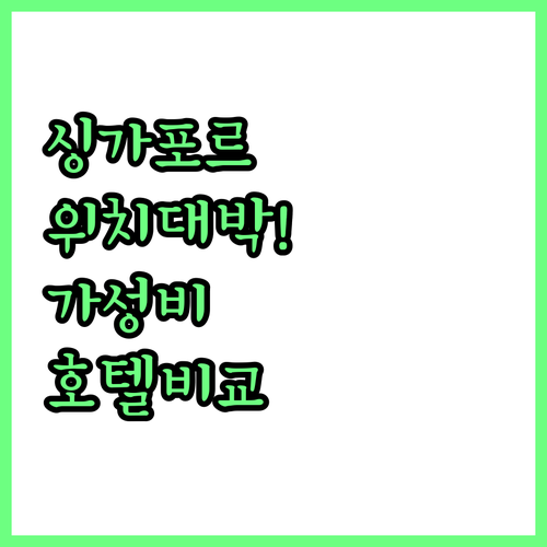 싱가포르 자유여행 위치 좋은 가성비 ..