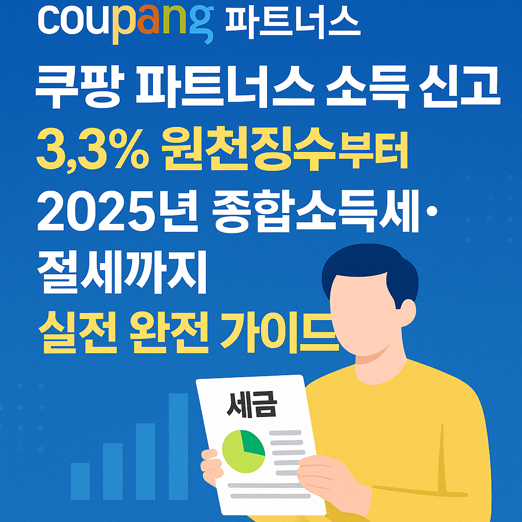 쿠팡 파트너스 소득 신고, 3.3% 원천징수부터 2025년 종합소득세·절세까지 실전 완전 가이드