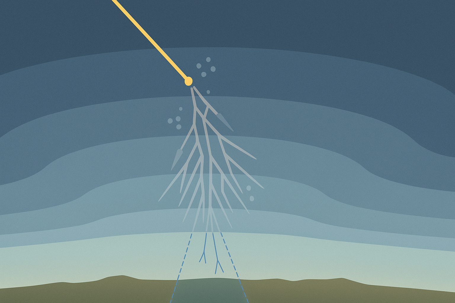 고에너지 감마선이 상층 대기와 상호작용하여 전자·양전자 쌍과 전자기 샤워를 일으키는 과정