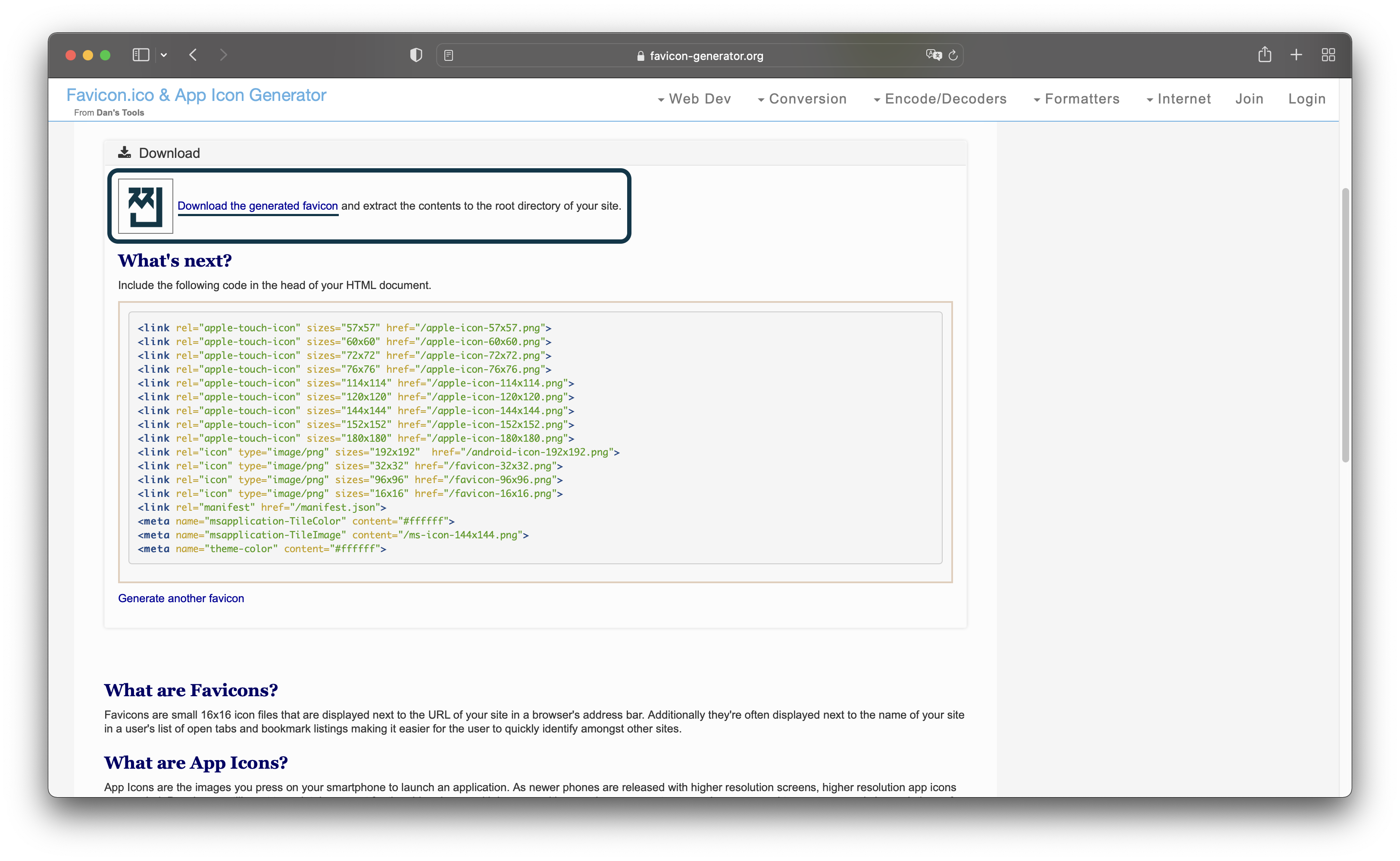 생성된-파비콘을-다운로드할-수-있는-링크