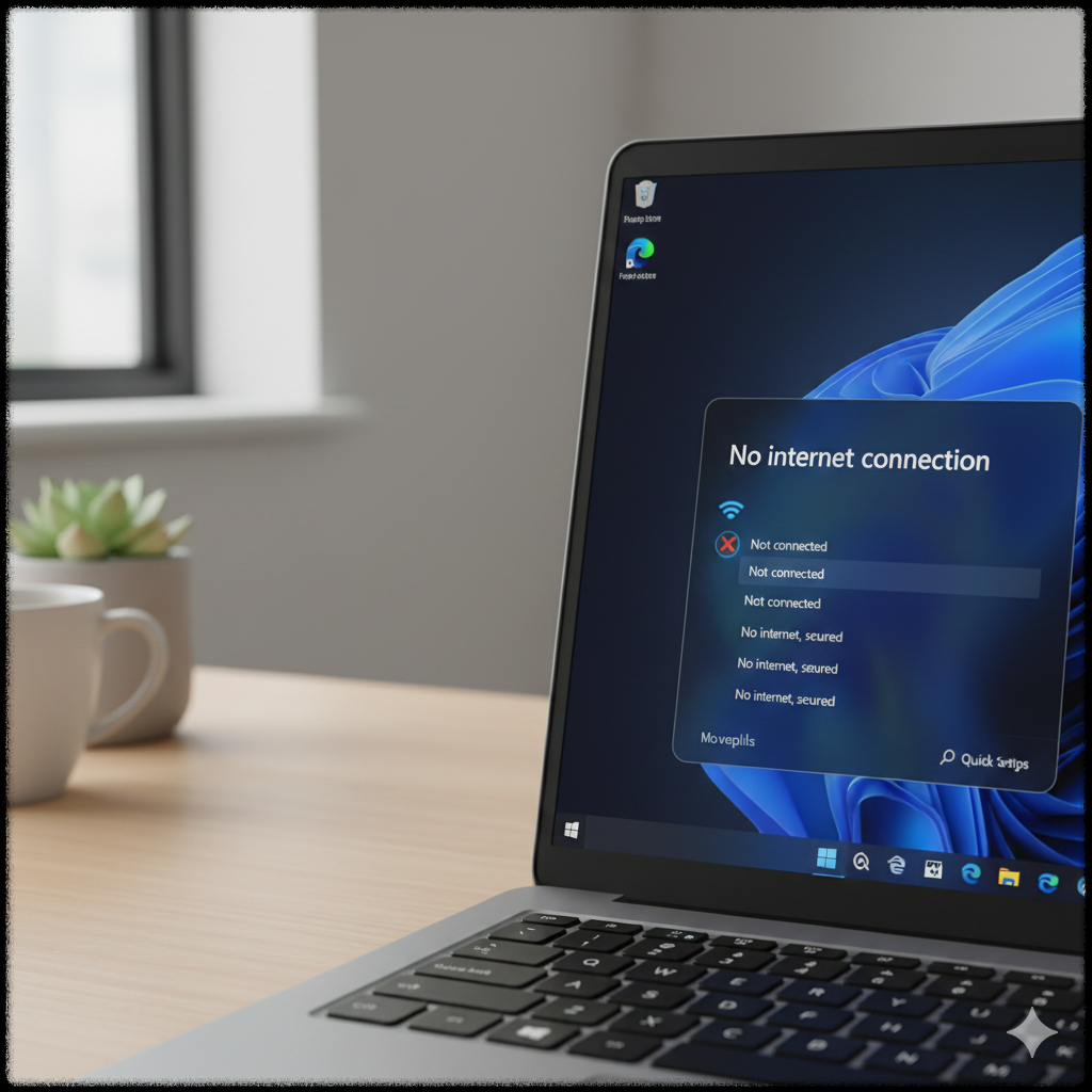 윈도우 11 업데이트 후 와이파이 연결이 되지 않는 오류 화면