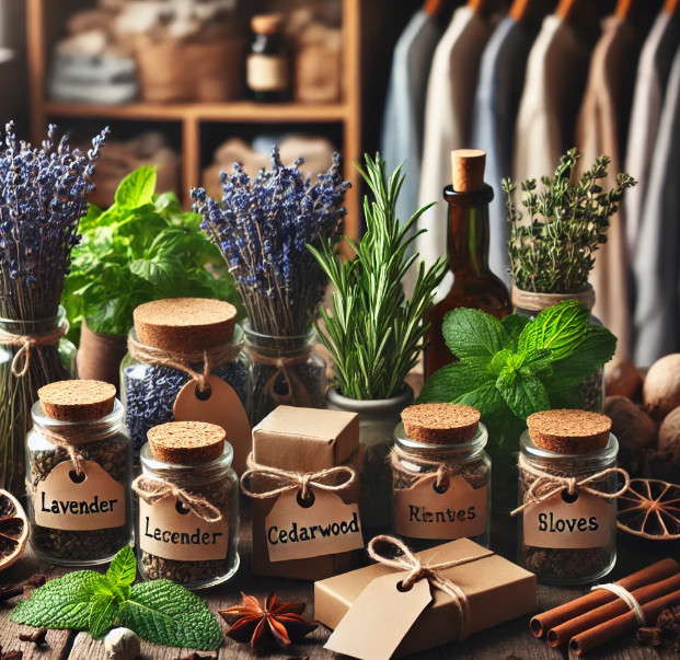 천연 재료가 놓인 테이블