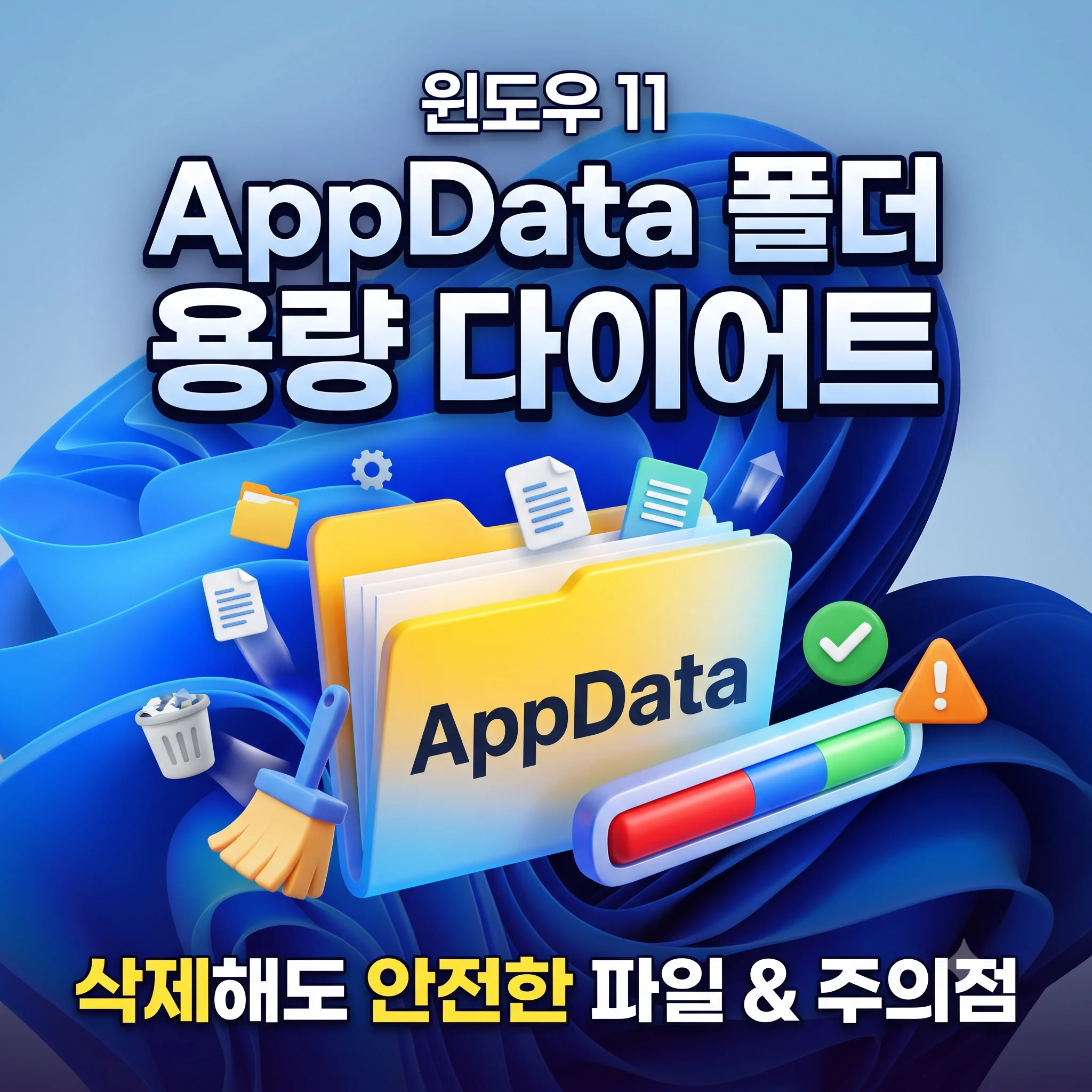 윈도우 11 AppData 폴더 용량 다이어트 및 안전 삭제 가이드