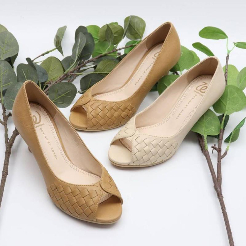 여성신발 가죽 토오픈 미들힐 여름신발 T72420