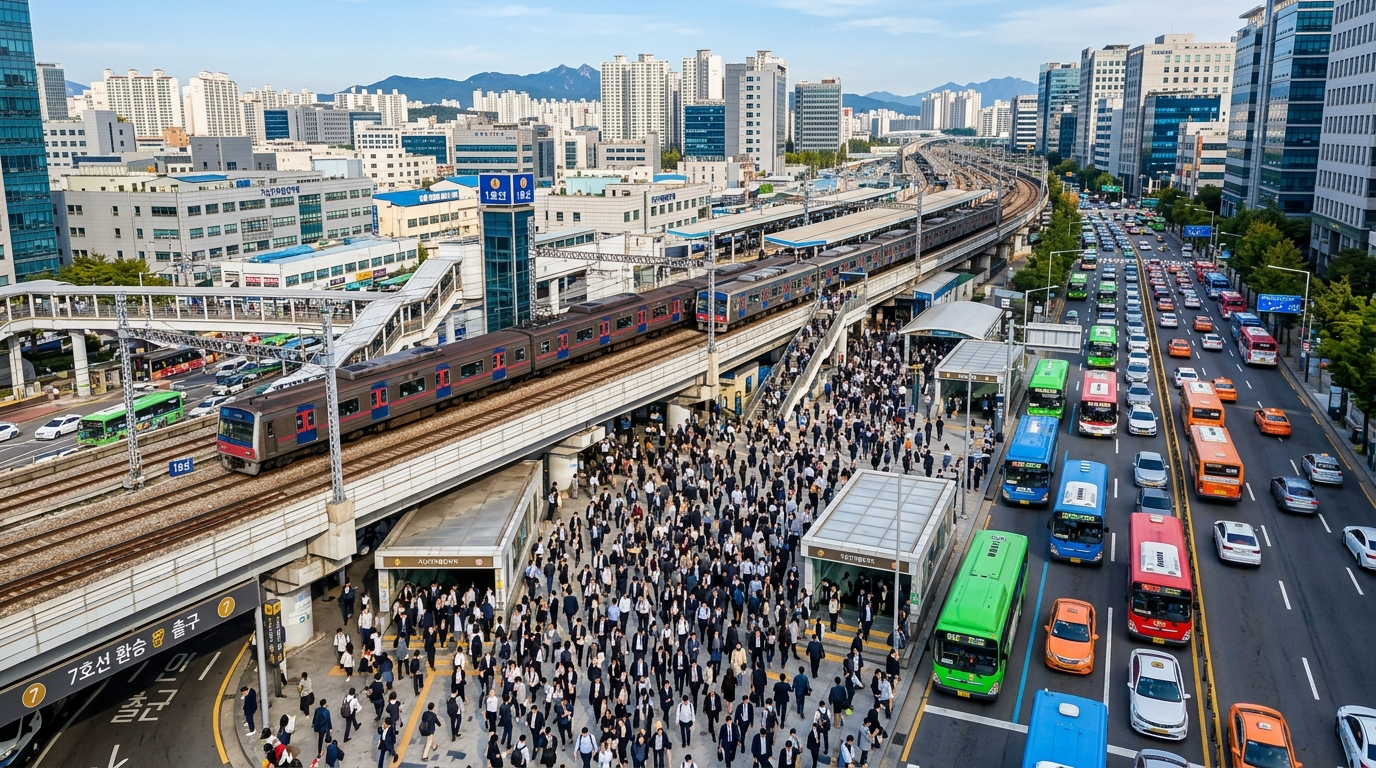 1·7호선이 교차하는 가산디지털단지역의 아침 (동적인 에너지)