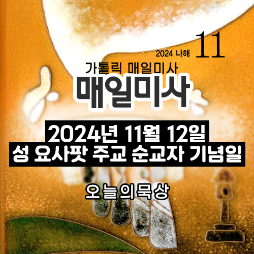 2024년 11월 12일 매일미사 성 요사팟 주교 순교자 기념일 오늘의 묵상