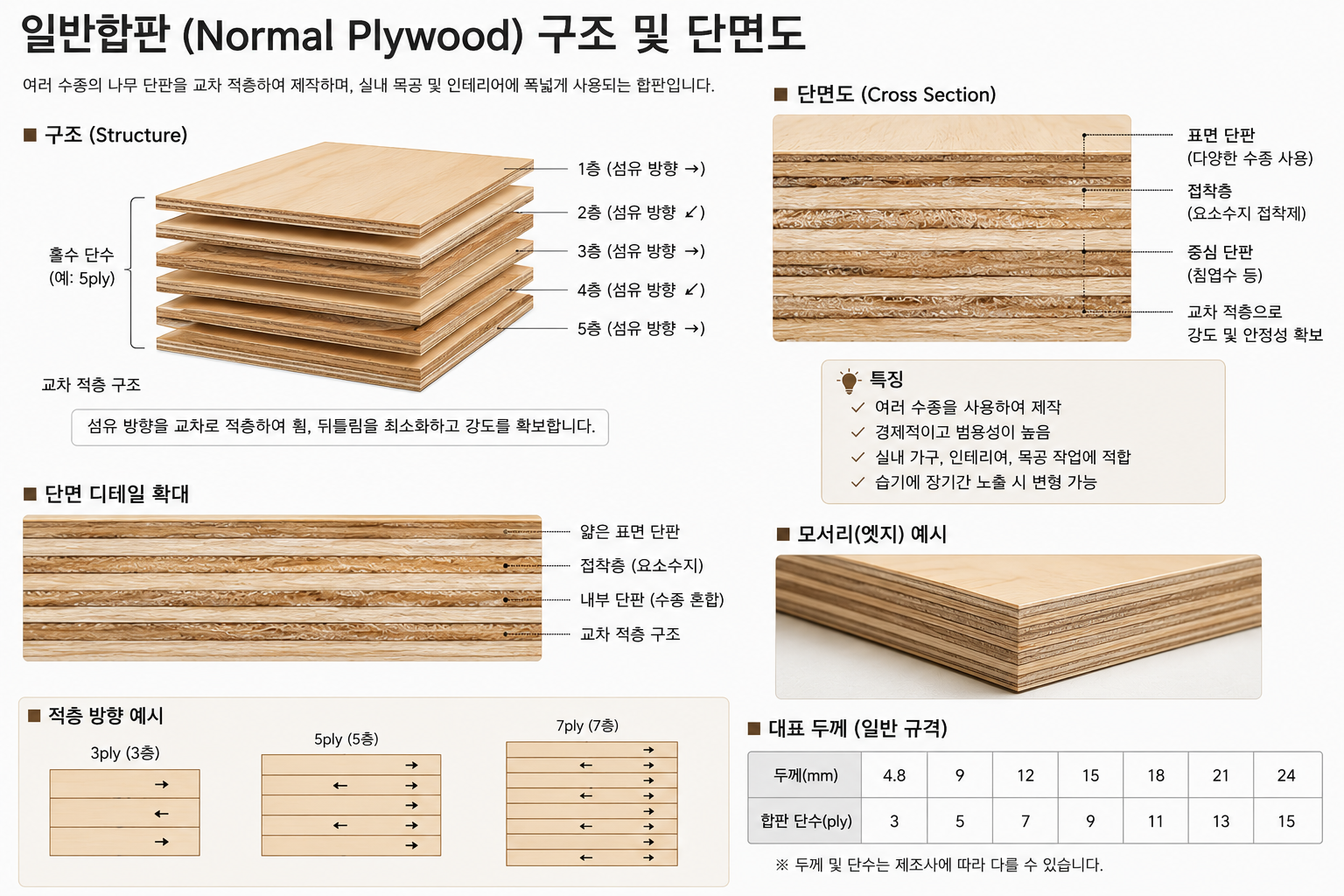 일반합판 구조 및 단면