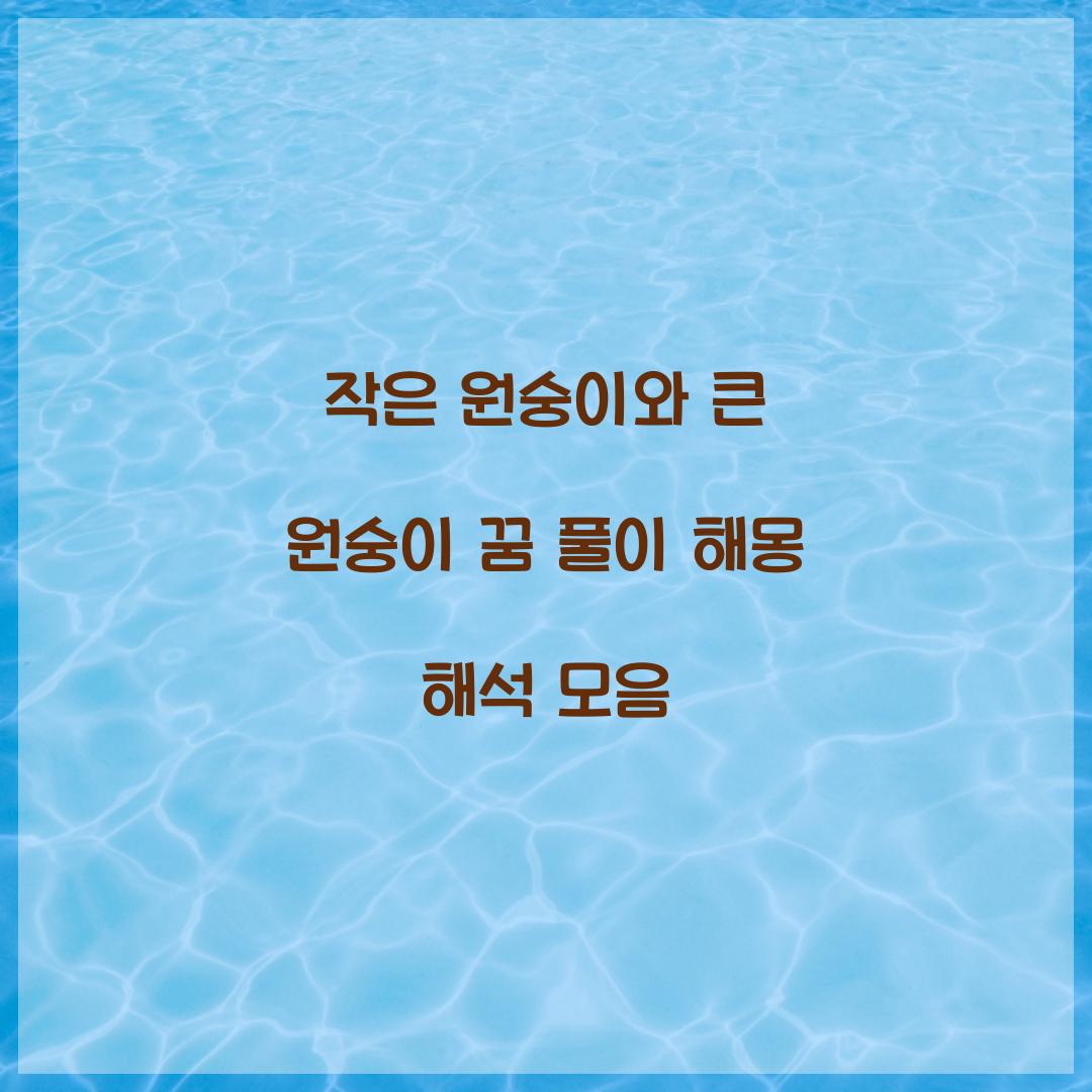 작은 원숭이와 큰 원숭이의 꿈 풀이 해몽 해석