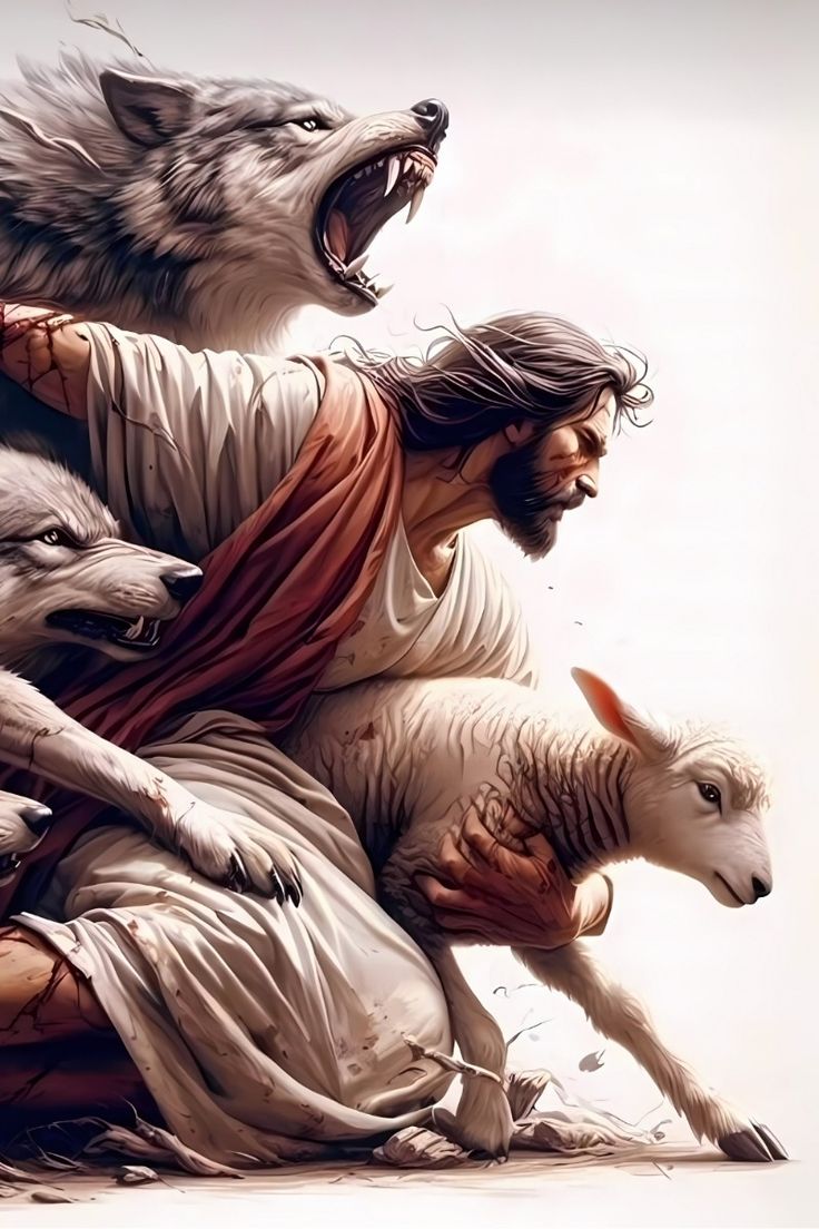 양을 보호하시는 예수님 사진