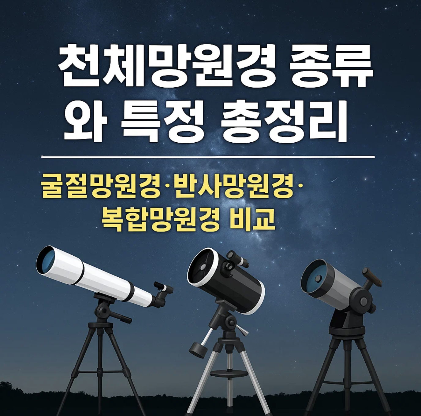천체망원경 종류와 특징 총정리, 굴절망원경&middot;반사망원경&middot;복합망원경 비교