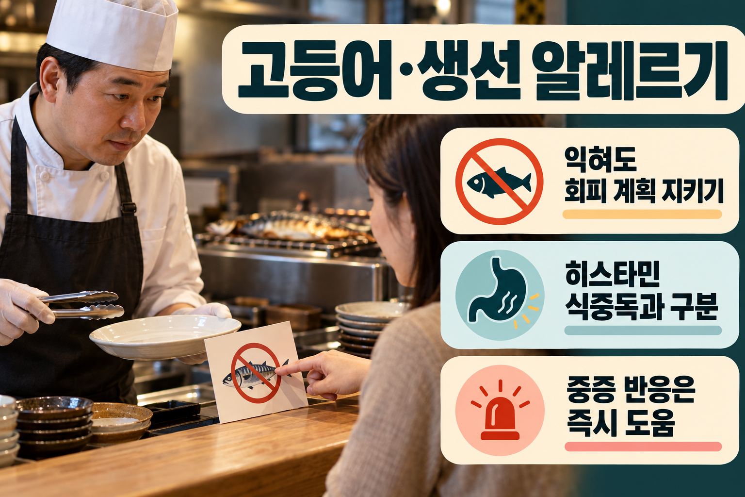 고등어 &middot; 가열해도 생선 알레르기의 회피 기준은 달라지지 않아요 실사 인포그래픽