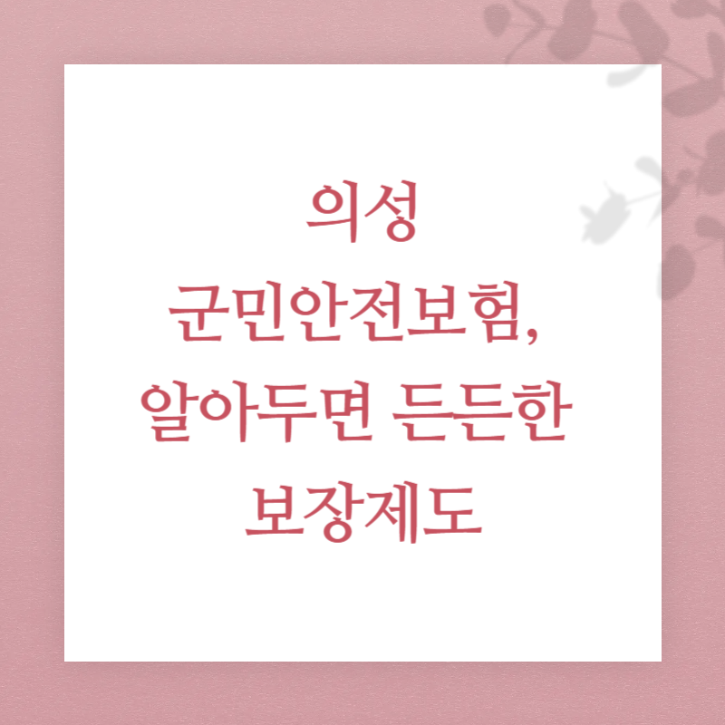 의성군민안전보험, 알아두면 든든한 보장제도