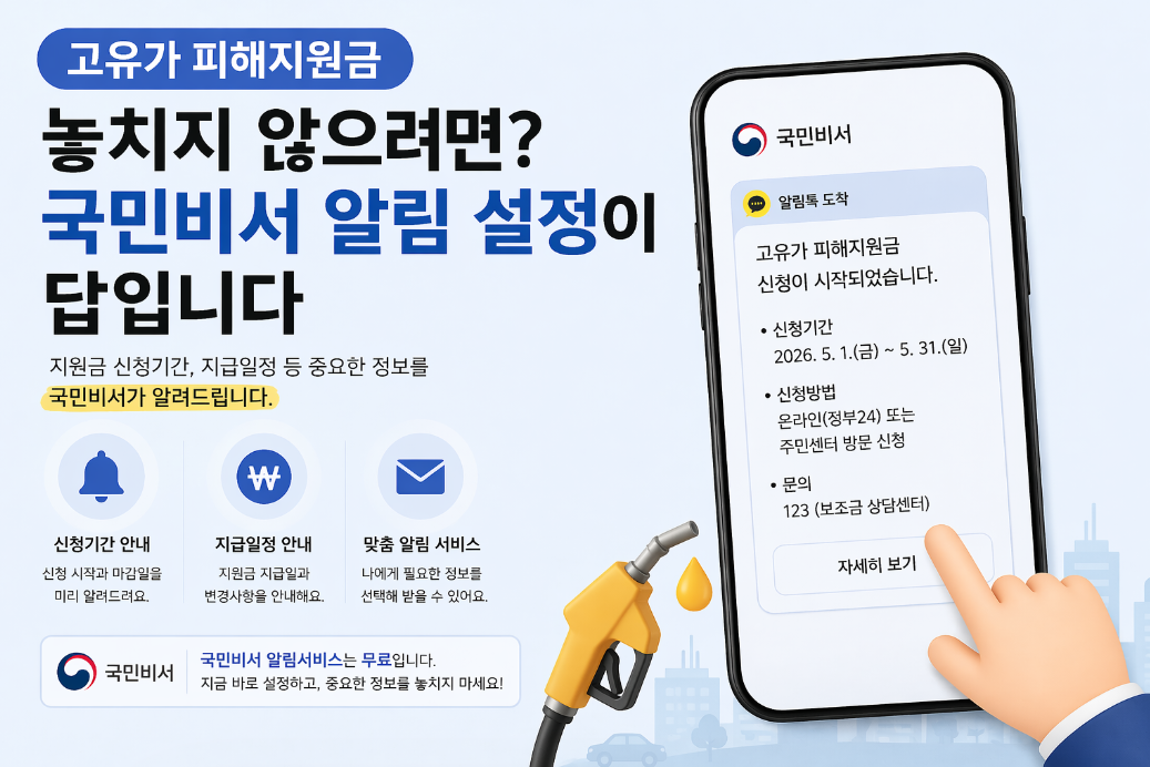 국민비서 알림 설정으로 고유가 피해지원금 100% 받는 법