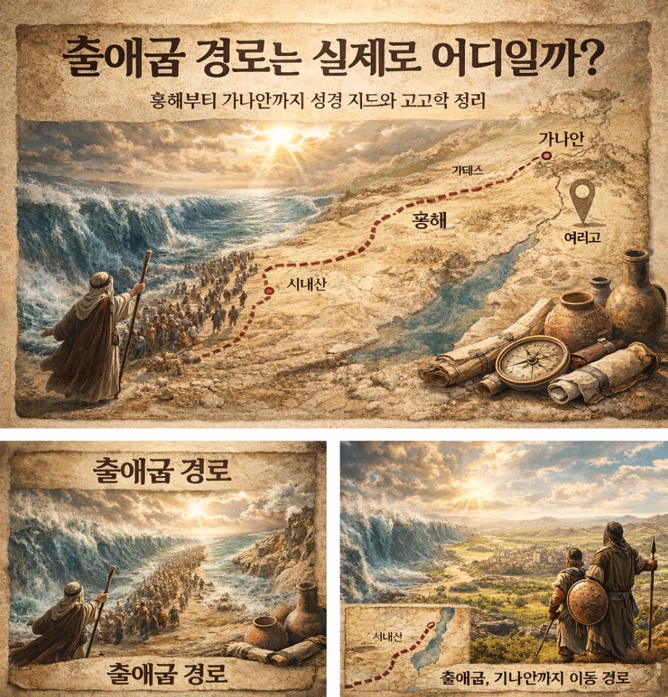 출애굽 경로 지도 홍해를 건너 가나안까지 이동한 성경 경로
