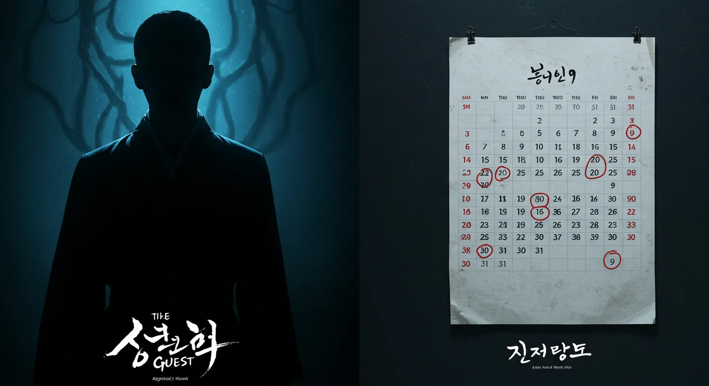 손the guest 와 달력에 손이 없는날이 표시된 사진이 있는 이미지