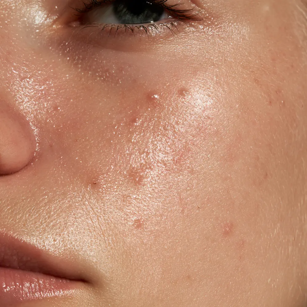 Sensitive skin shows injection marks and embossing for 피부 고민별 스킨부스터 유지기간과 시술 주기 after PN treatment.