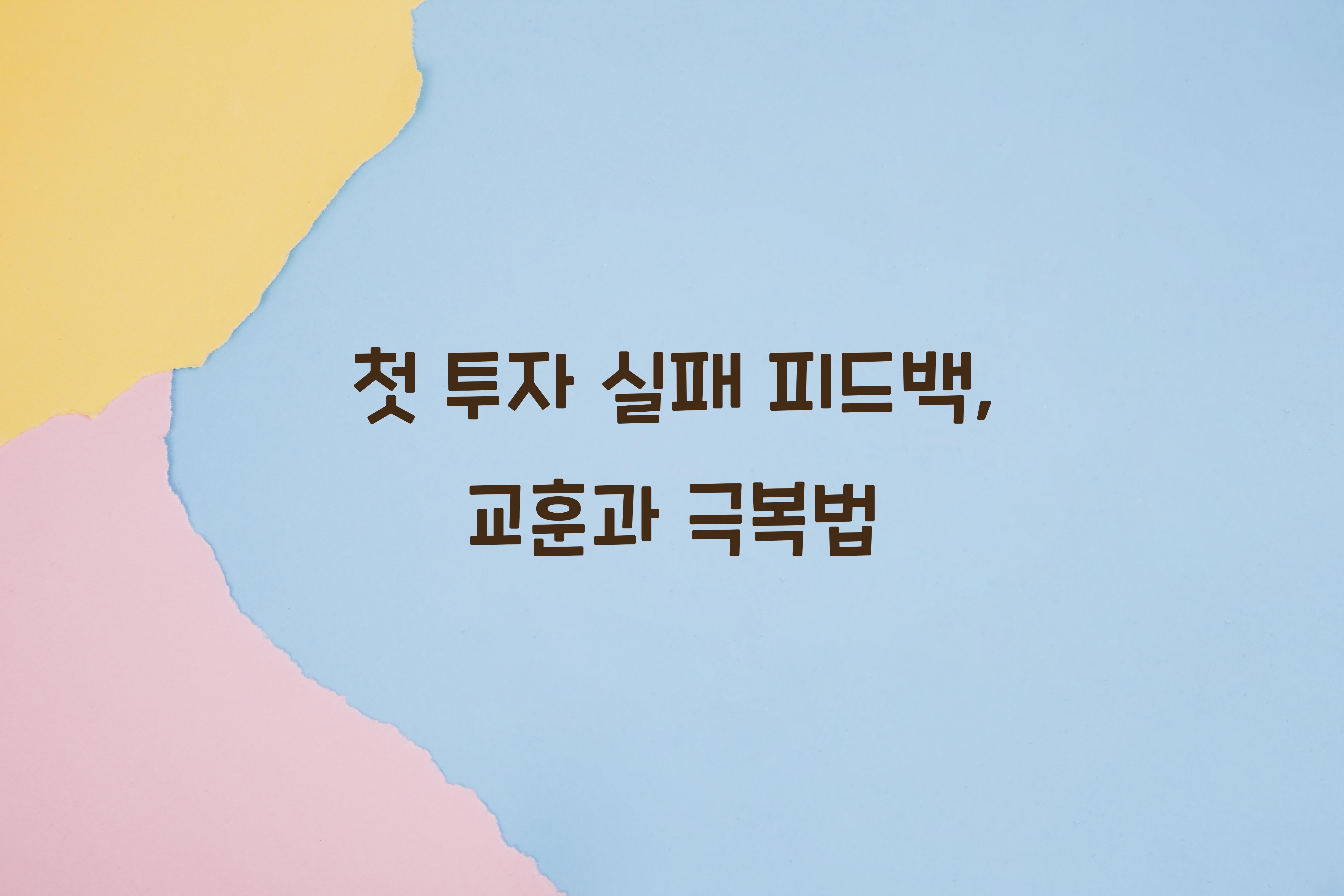 첫 투자 실패 피드백