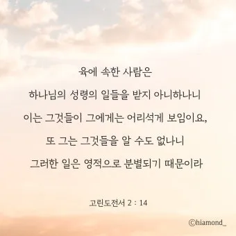 고린도전서 6장 19절 묵상 - 너희 몸은 너희가 하나님께로부터 받은 바 너희 가운데 계신 성령의 전인 줄을 알지 못하느냐_4