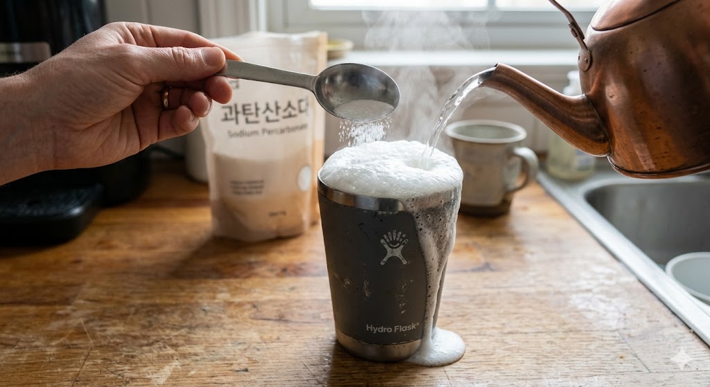 텀블러 속 세균과 물때, '과탄산소다'로 완전 박멸!
