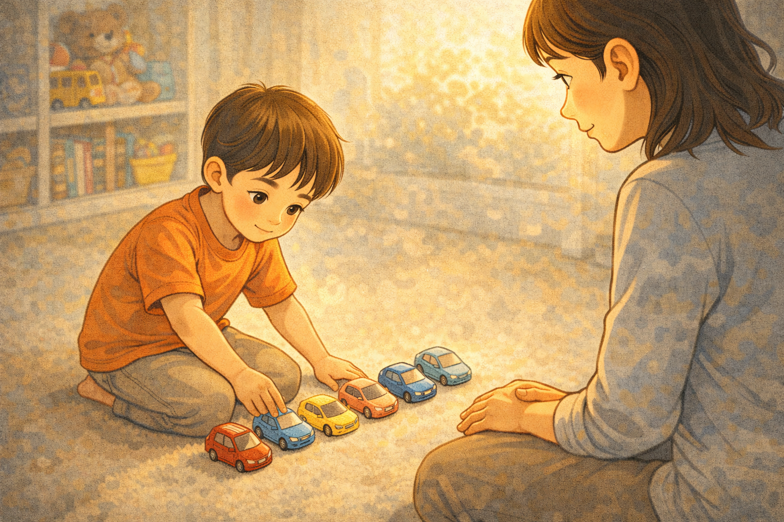 장난감을 줄 세우는 아이, 혼내지 마세요