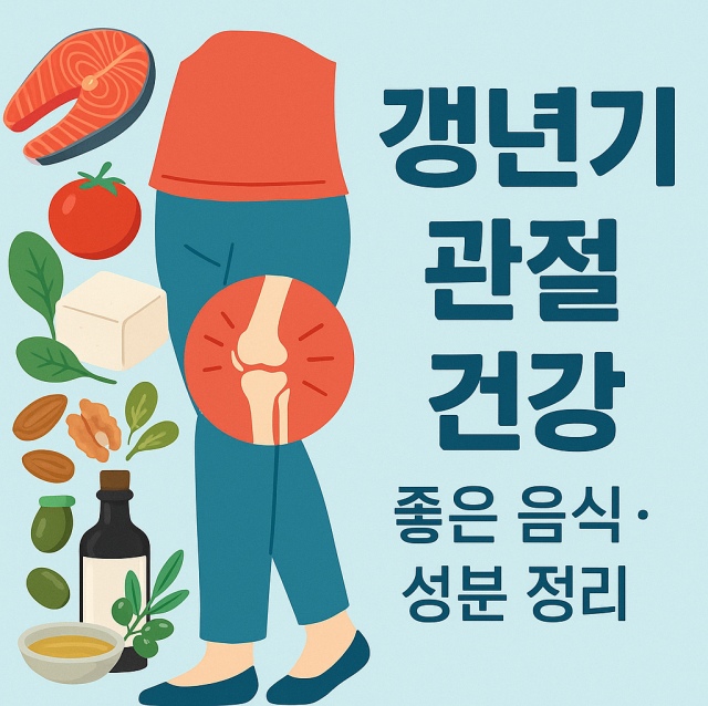 갱년기 관절에 좋은 음식 11가지와 좋은 성분 6가지를 정리한 대표 이미지