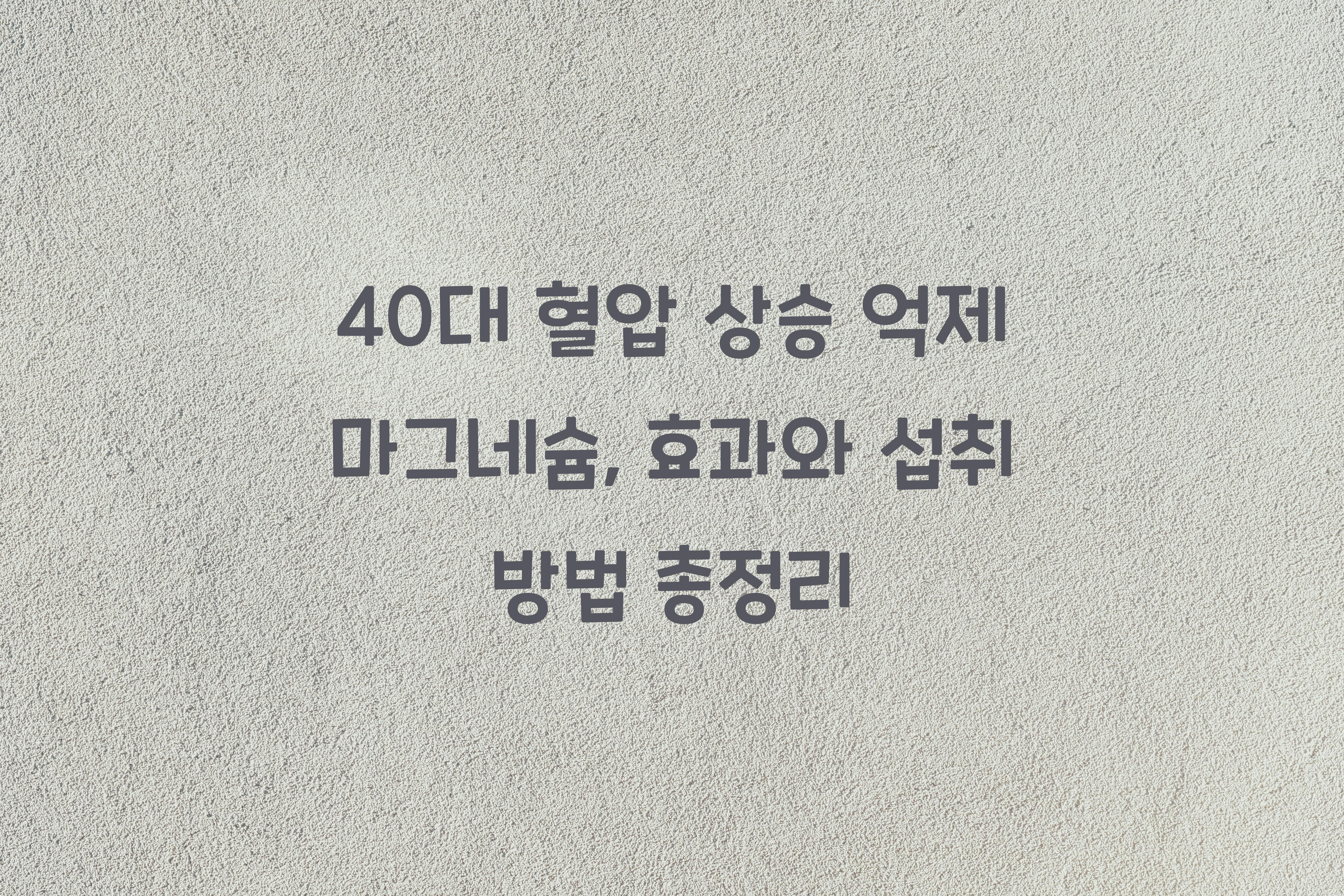 40대 혈압 상승 억제 마그네슘