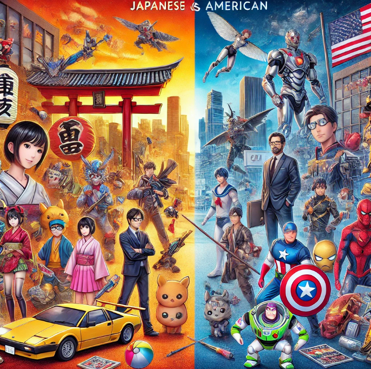 일본과 미국의 캐릭터 산업 관련 이미지