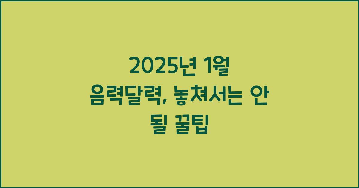 2025년 1월 음력달력