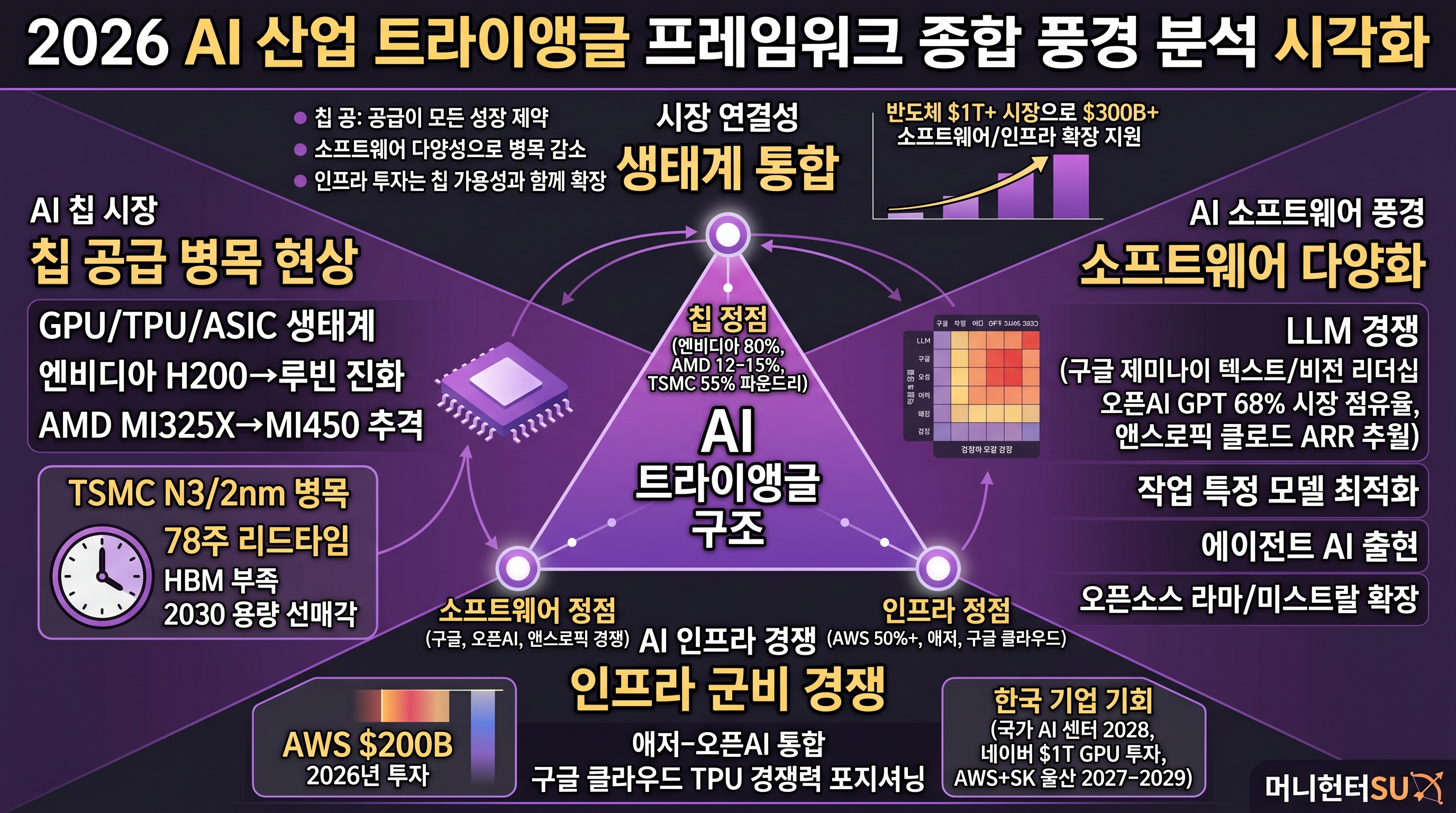 2026 AI 산업 트라이앵글 프레임워크 종합 풍경 분석 시각화