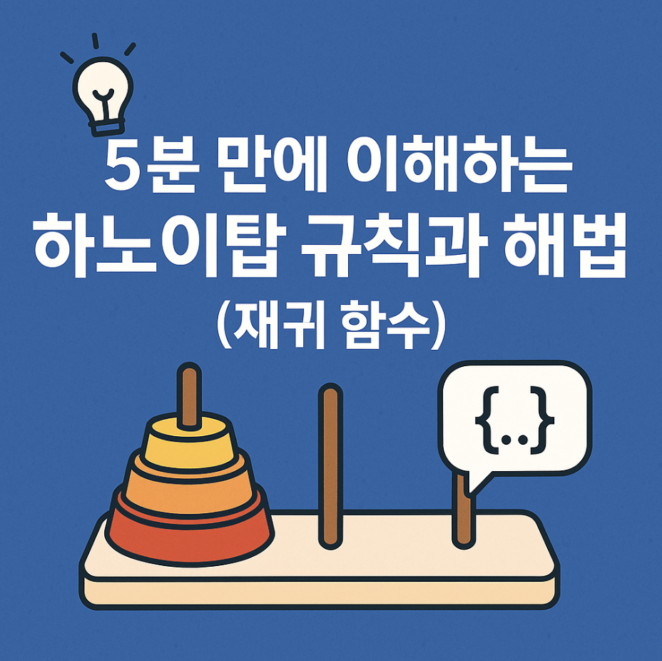 5분 만에 이해하는 하노이탑 규칙과 해법 (재귀 함수)