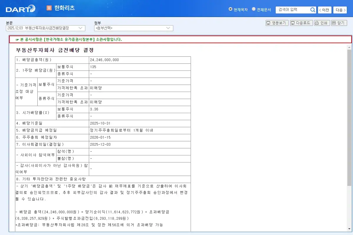 배당 공시 요약