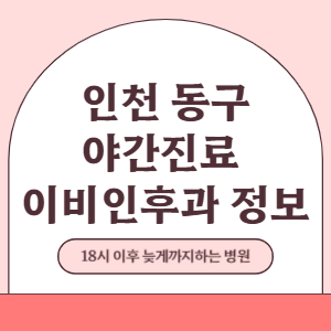 인천 동구 야간진료 이비인후과 병원 (18시 이후 늦게까지하는 병원)